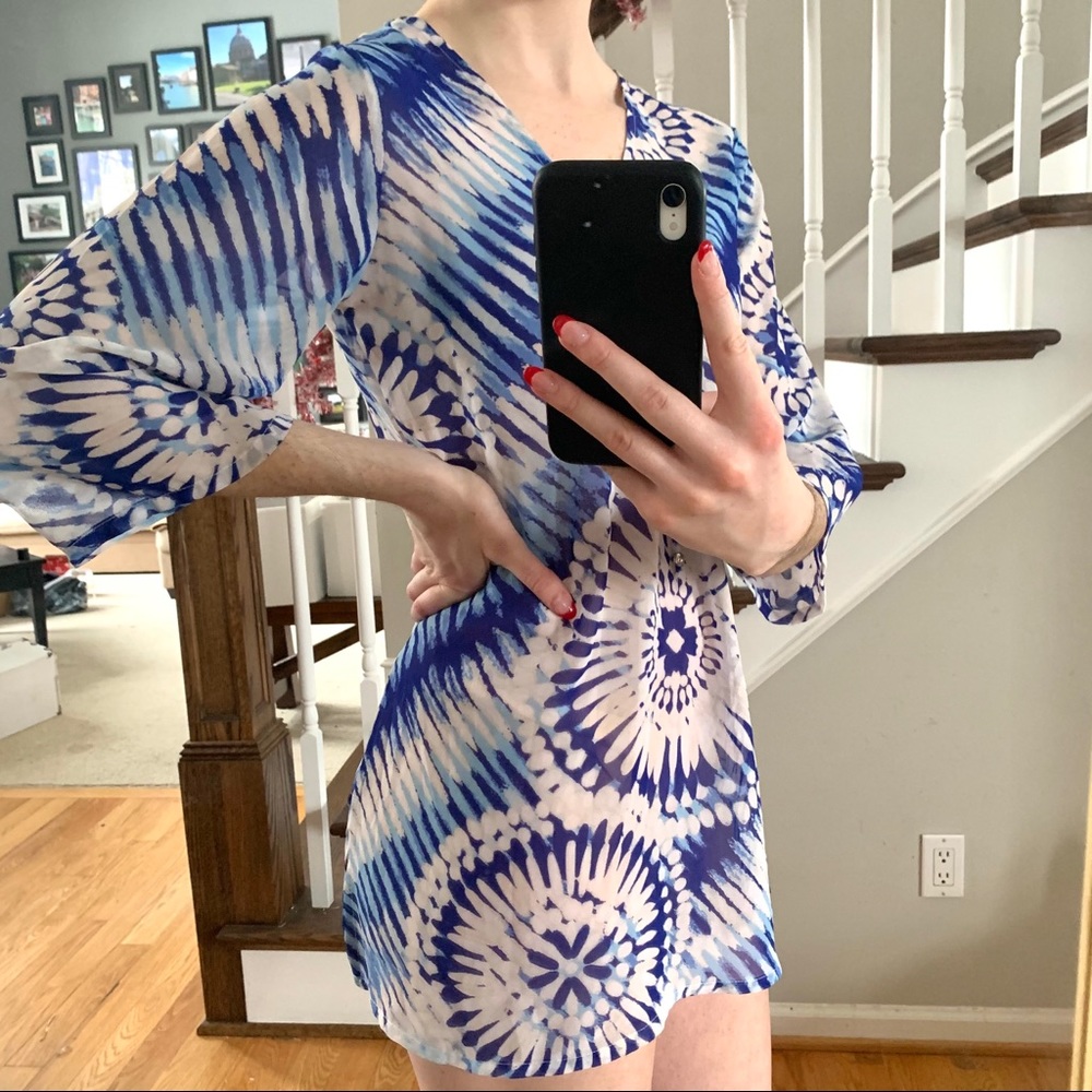 ❗️a.n.a blue and white tie dye print cover up